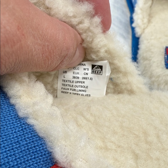 Reef x Tipsy Elves Slippers Wm Large EU 38/39 Blue Nude Naked Skating Santa Snow - Picture 8 of 9